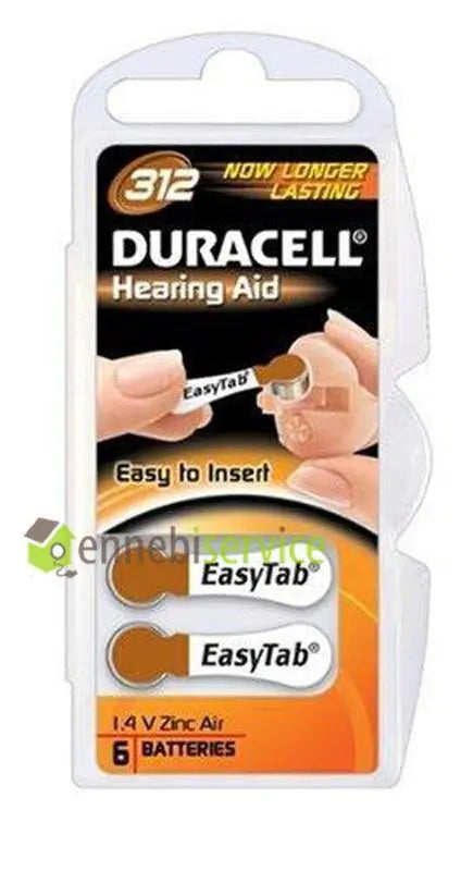 Blister 6 batterie acustiche da312 marrone 1.4 z-n aria DURACELL
