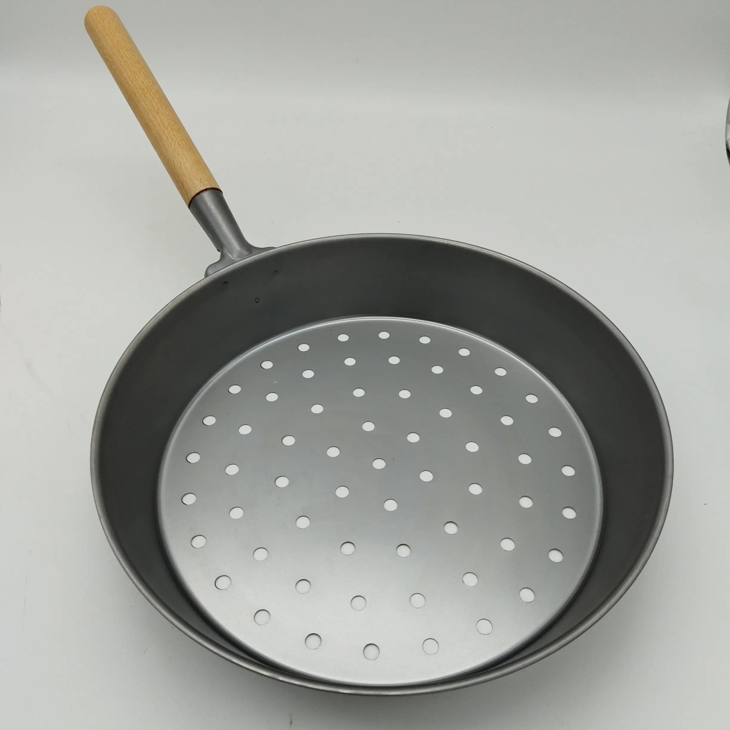 Padella castagne con fori manico legno Cm 30 INOX Fondo induzione Omra OMRA