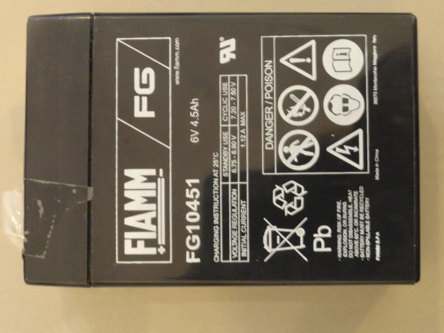 Accumulatore pacco batteria al piombo 6v-4500mah fiamm FIAMM