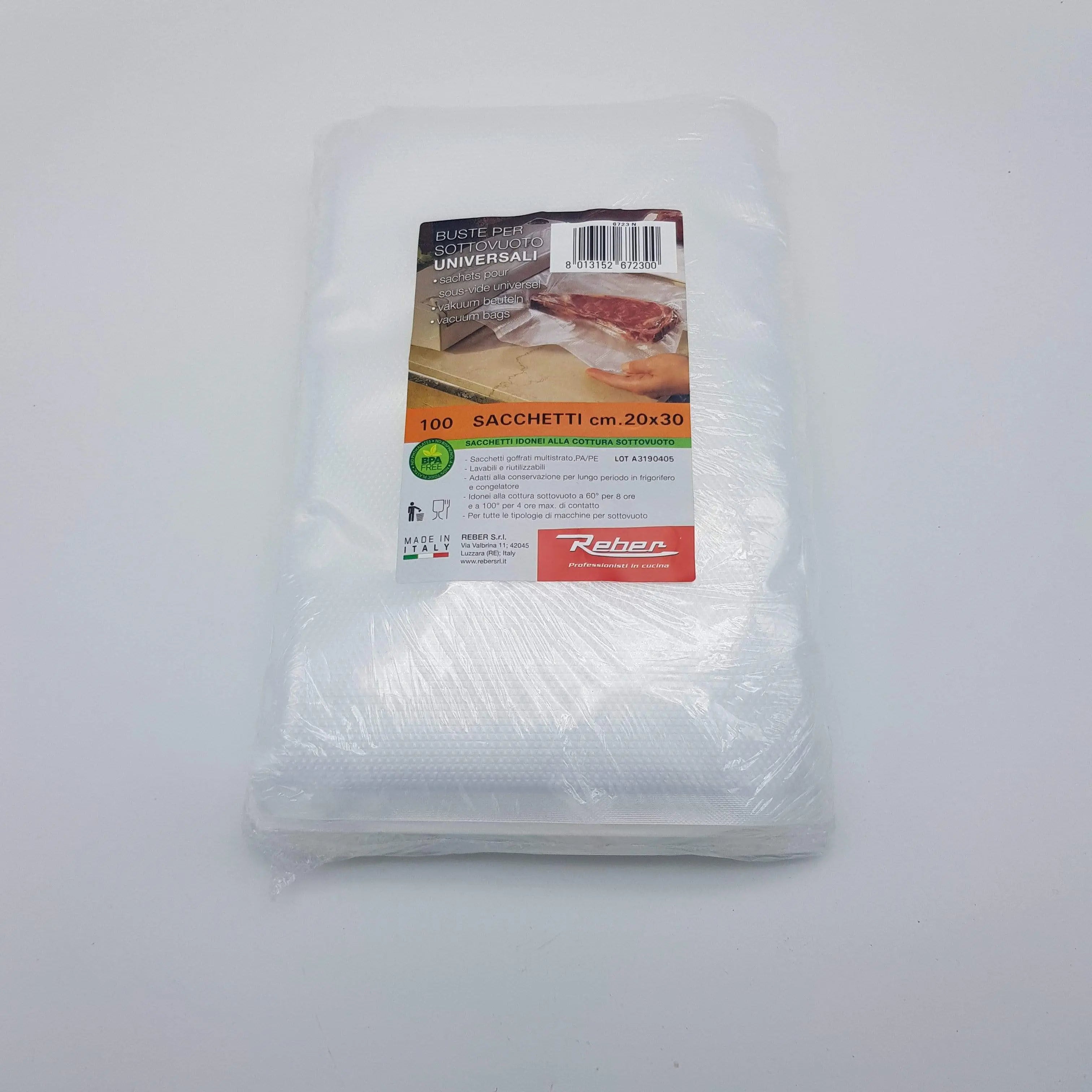 Buste sacchetti sottovuoto goffrati 20x30 busta 100pz 3 strati Reber REBER